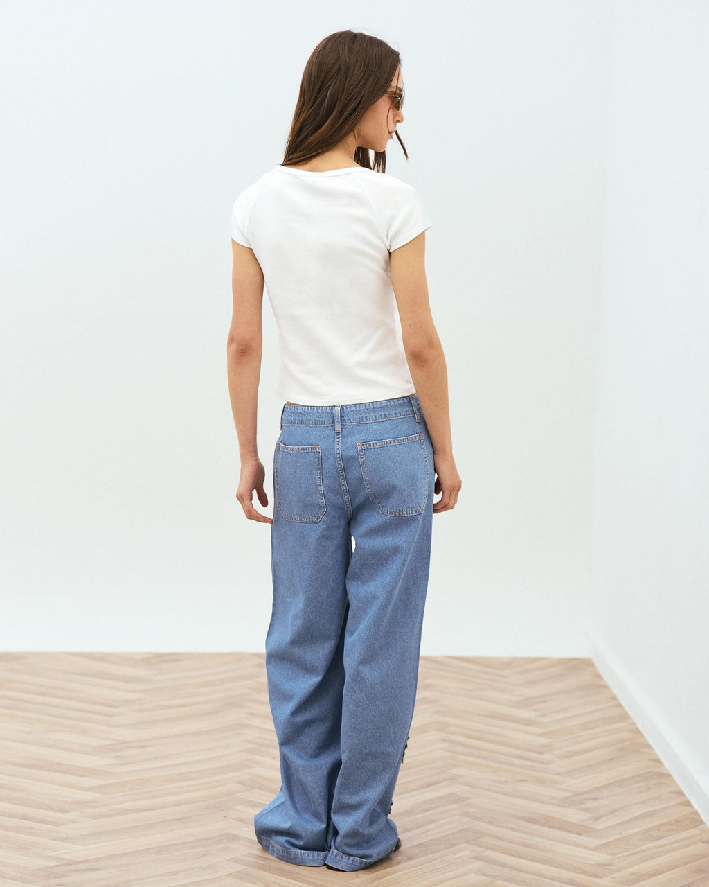 Jeans Parches Florales Azul