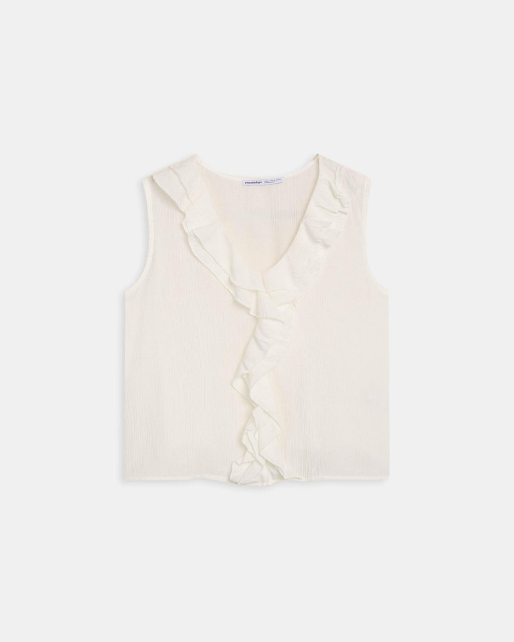 Blusa Sin Mangas Volantes Escote V Blanca