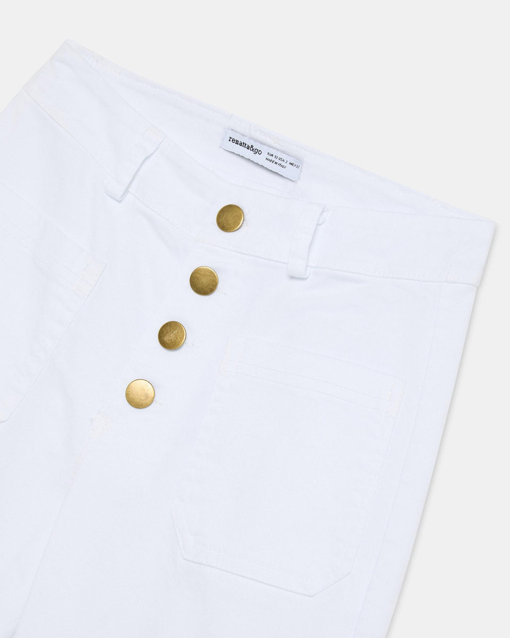 Jeans Bolsillos De Plastón Blanco