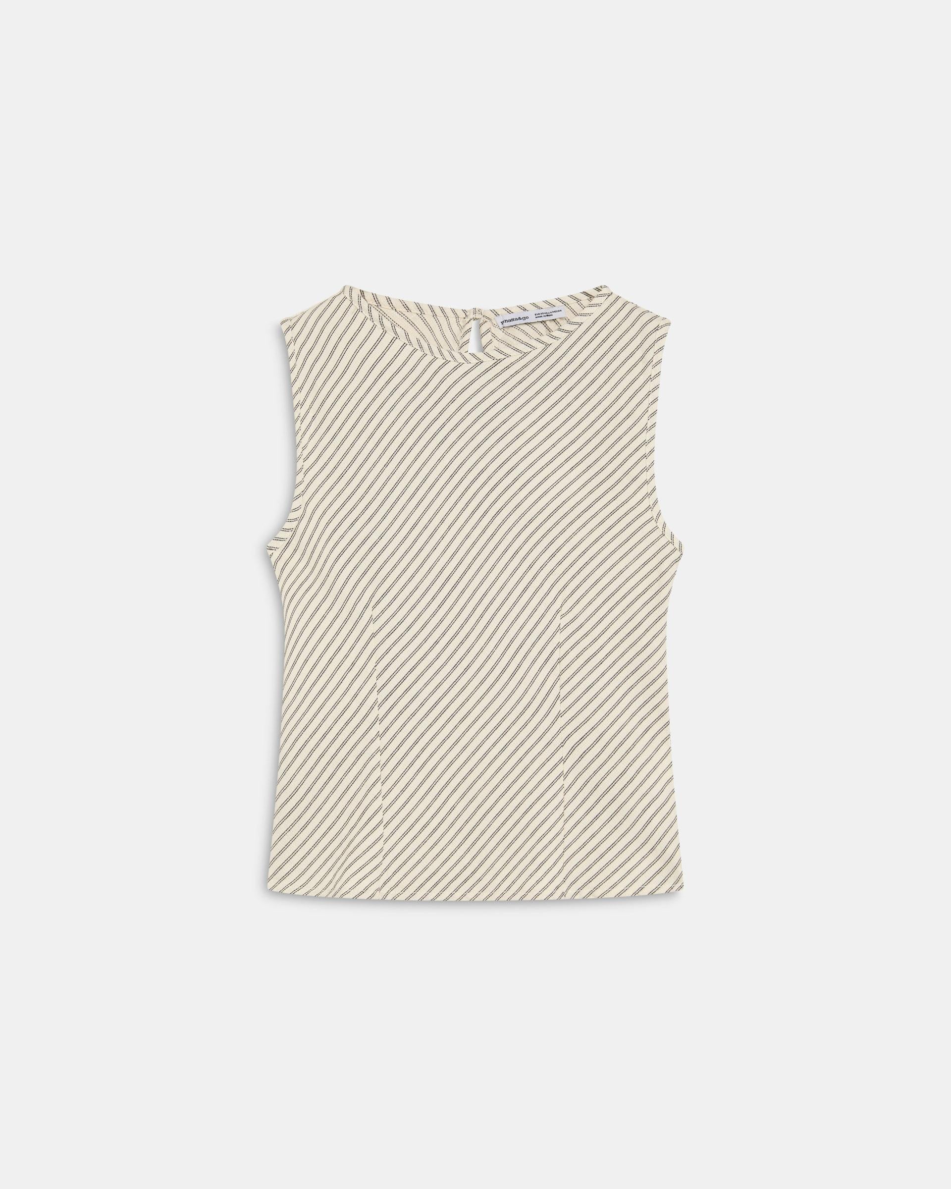 Top Estampado Rayas Diagonales Blanco