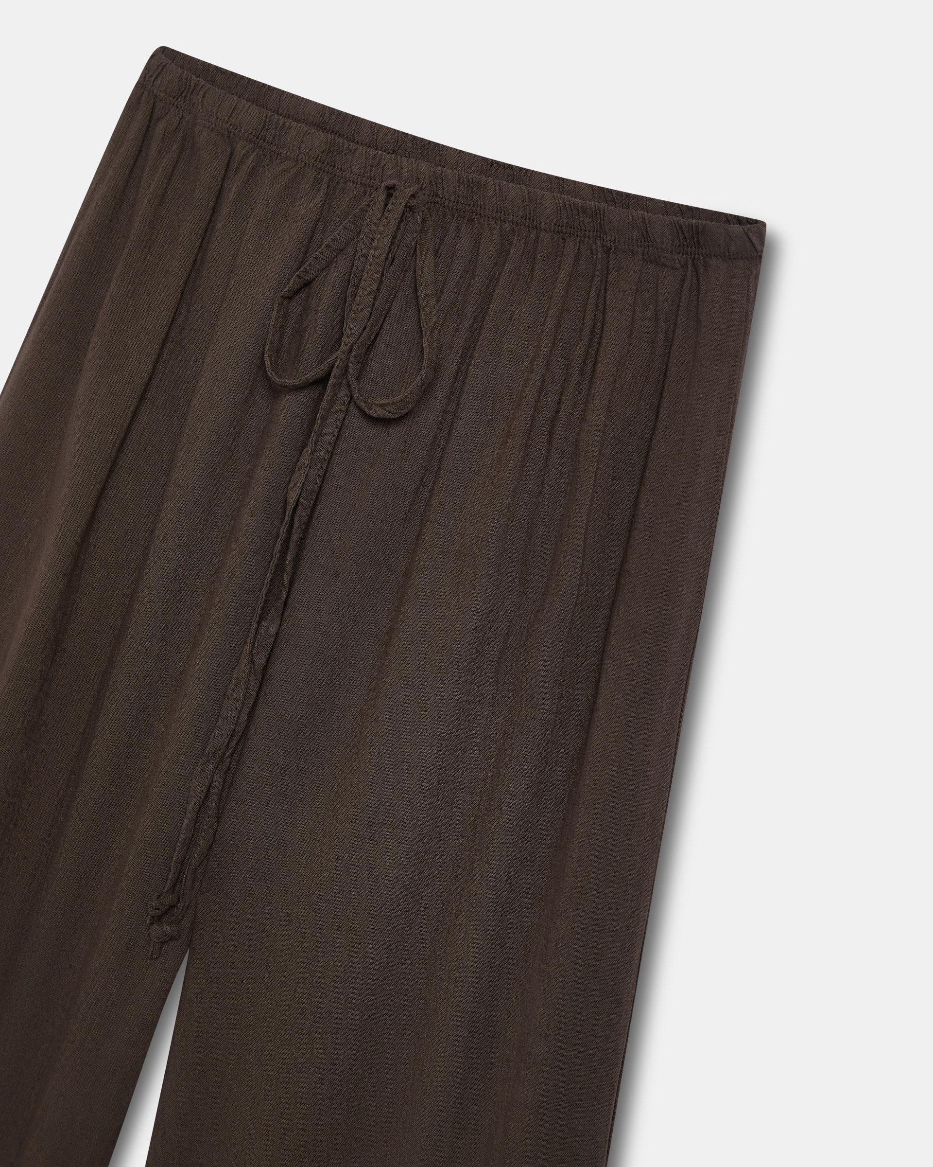 Pantalón Ancho Lino Marrón