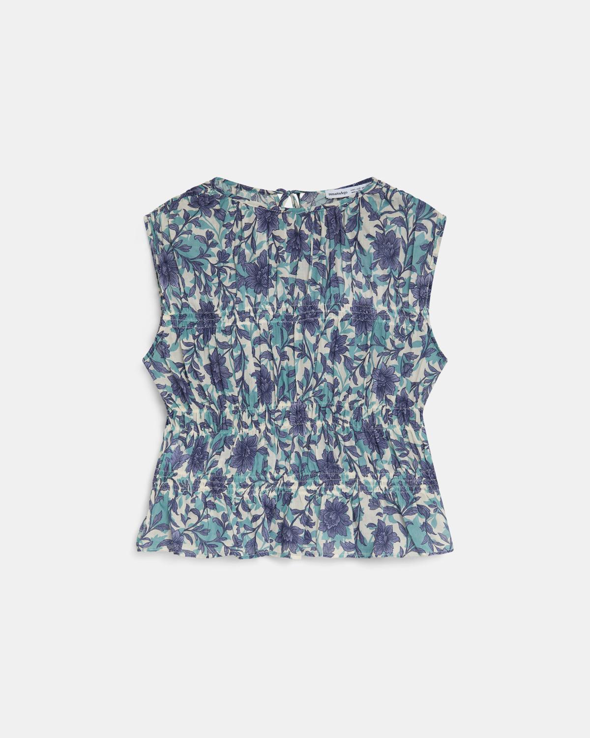 Top Gomas Estampado Floral Azul