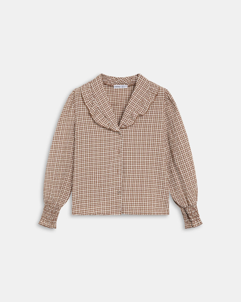 Blusa Volante Cuello Vichy Marrón