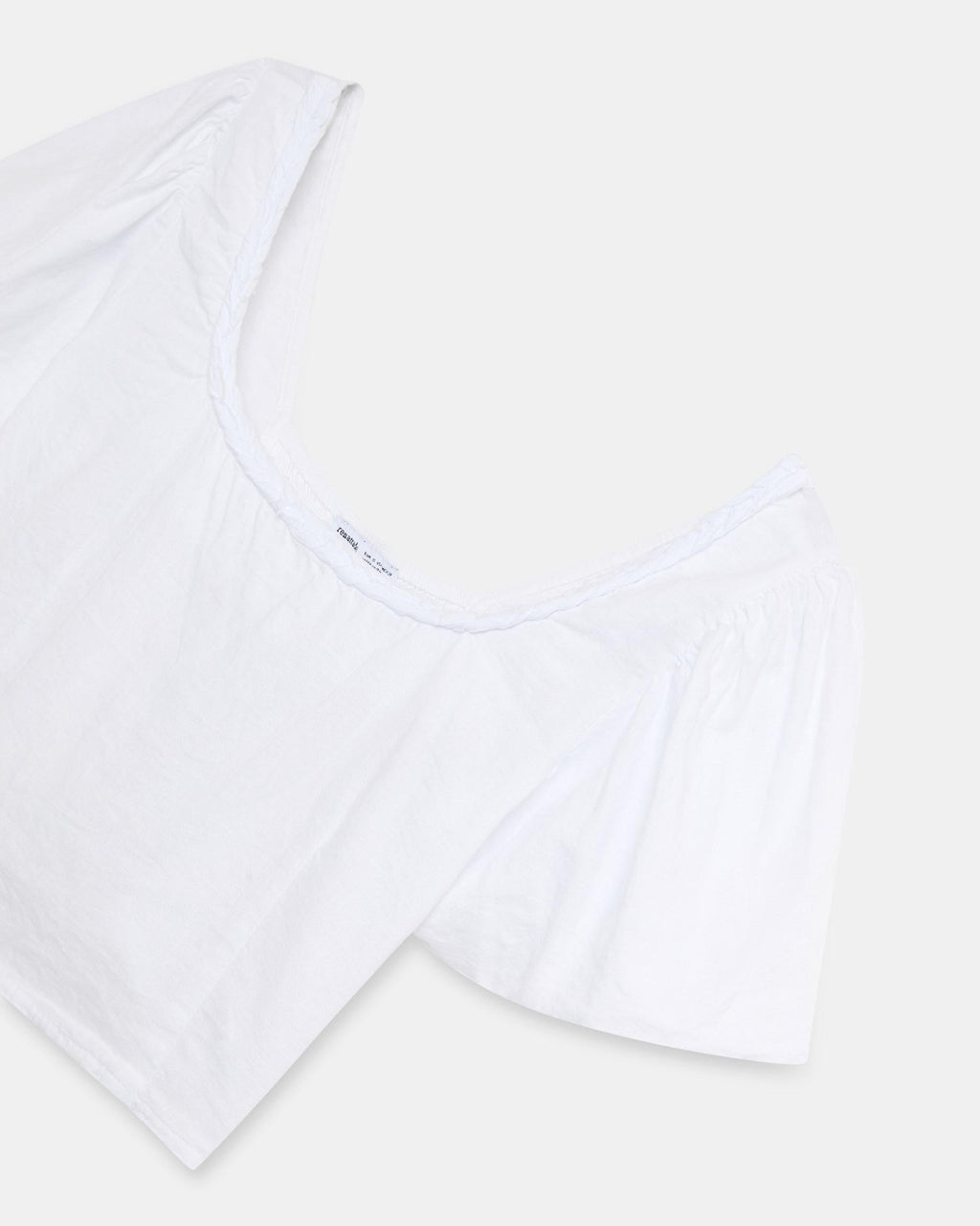 Top Manga Abullonada Escote Espalda Blanco