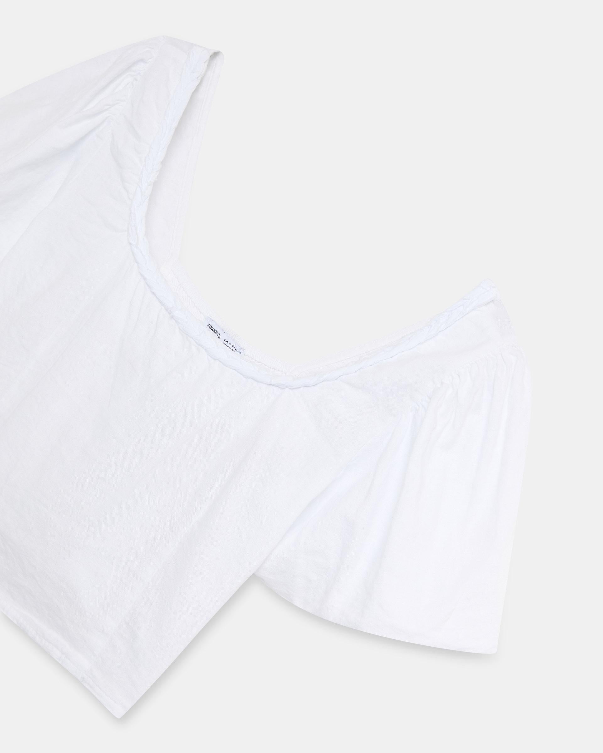 Top Manga Abullonada Escote Espalda Blanco