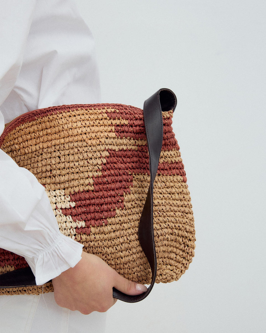 Bolso Rafia Estampado Teja