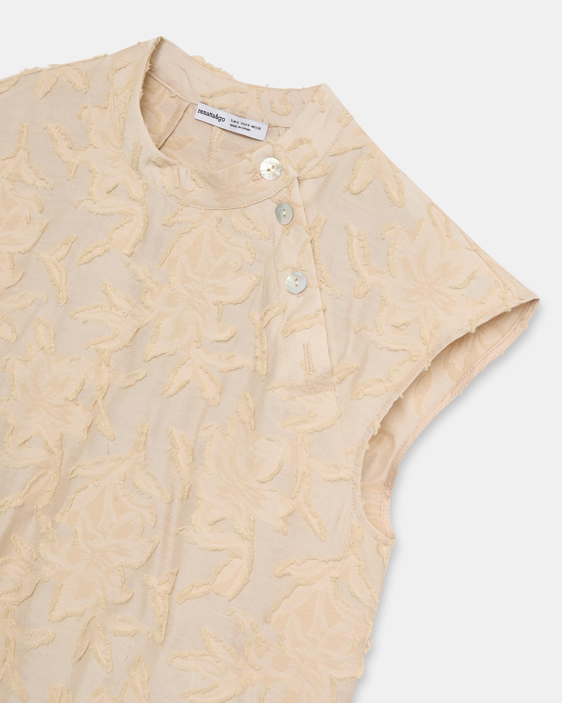 Blusa Botones Laterales Jacquard Crudo