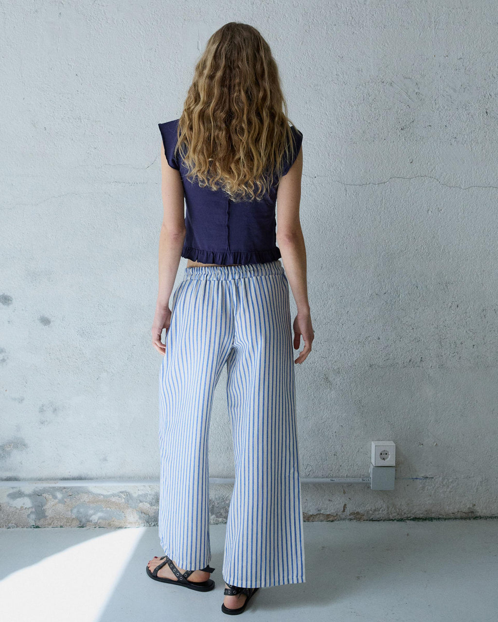 Pantalón Fluido Rayas Azul