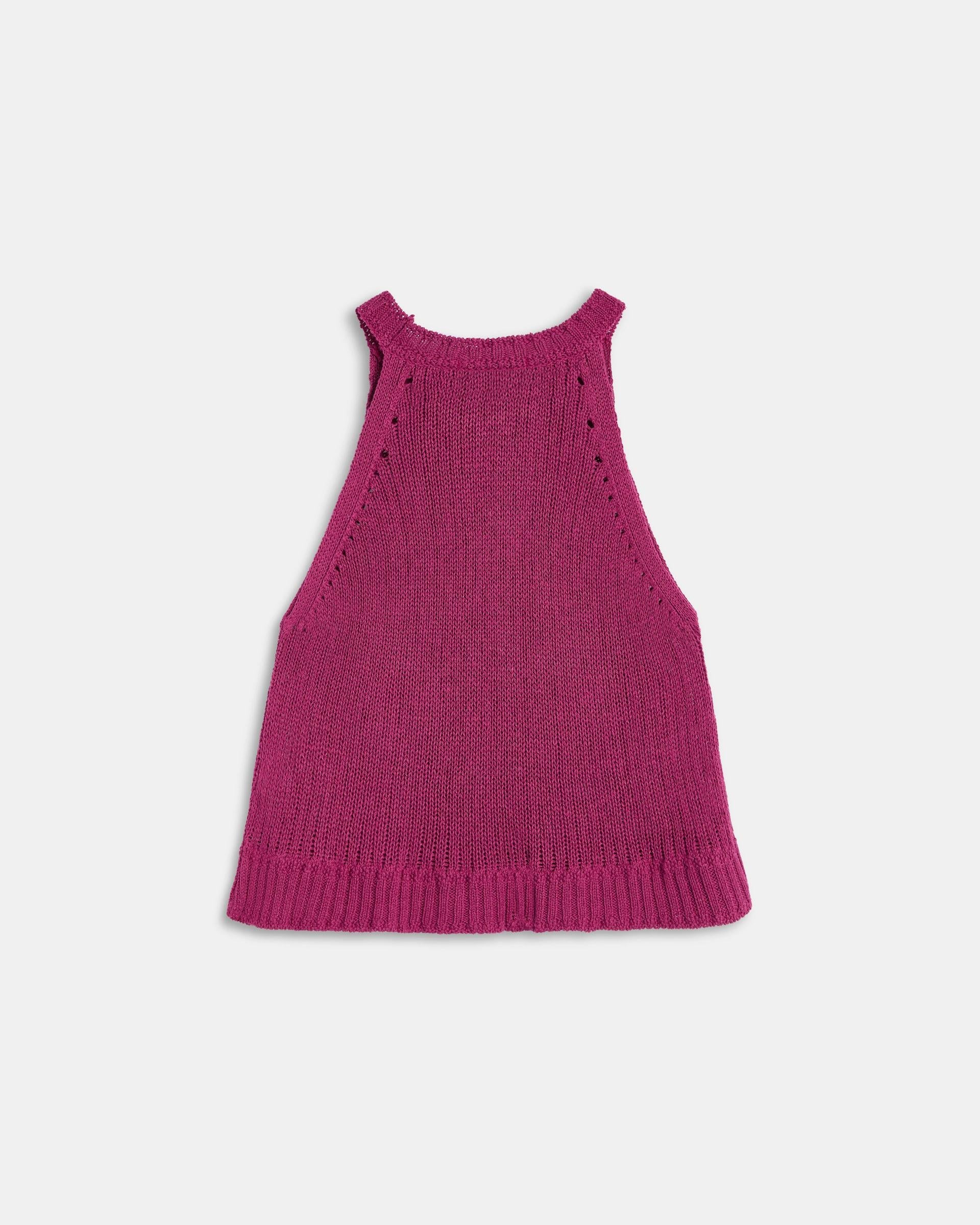 Top Punto Sin Mangas Cuello Redondo Rib Rosa