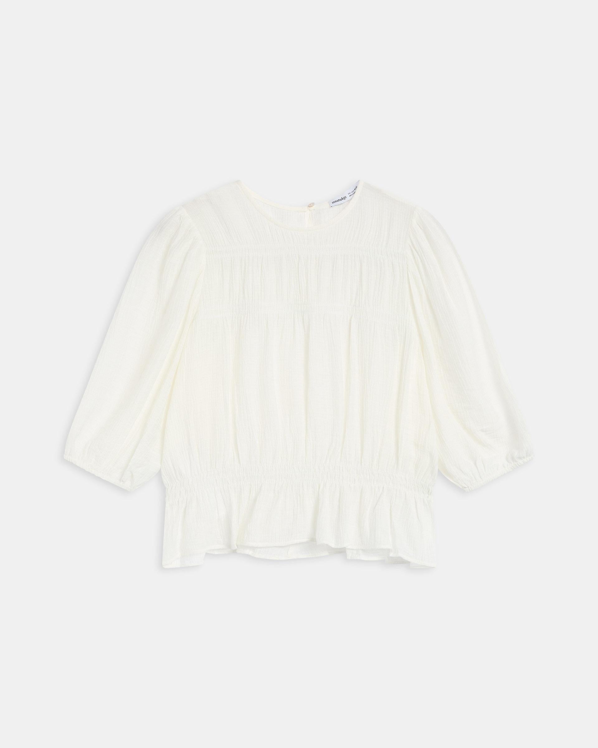 Blusa Gomas Manga Francesa Blanca