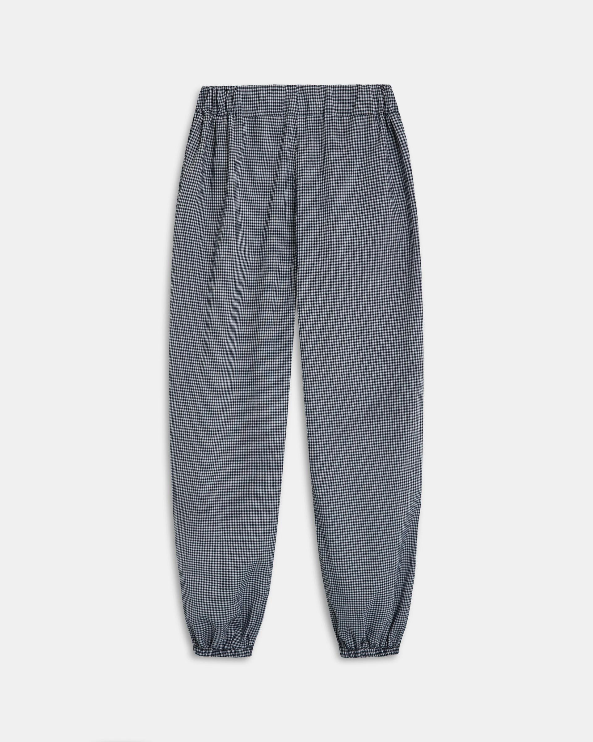 Pantalón Bombacho Cuadros Vichy Azul Oscuro