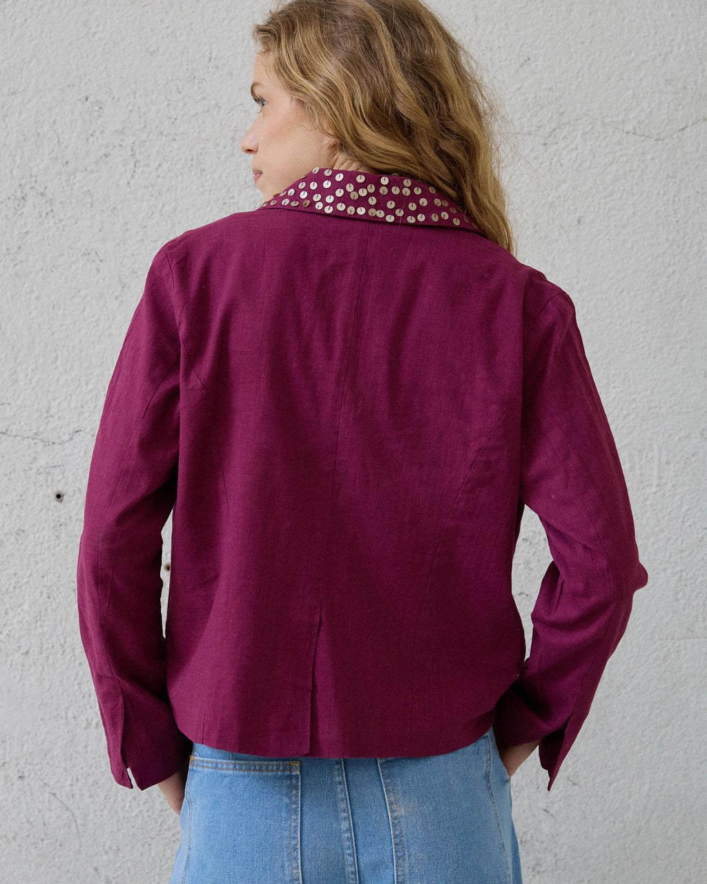 Blazer Lentejuelas Rosa Oscuro