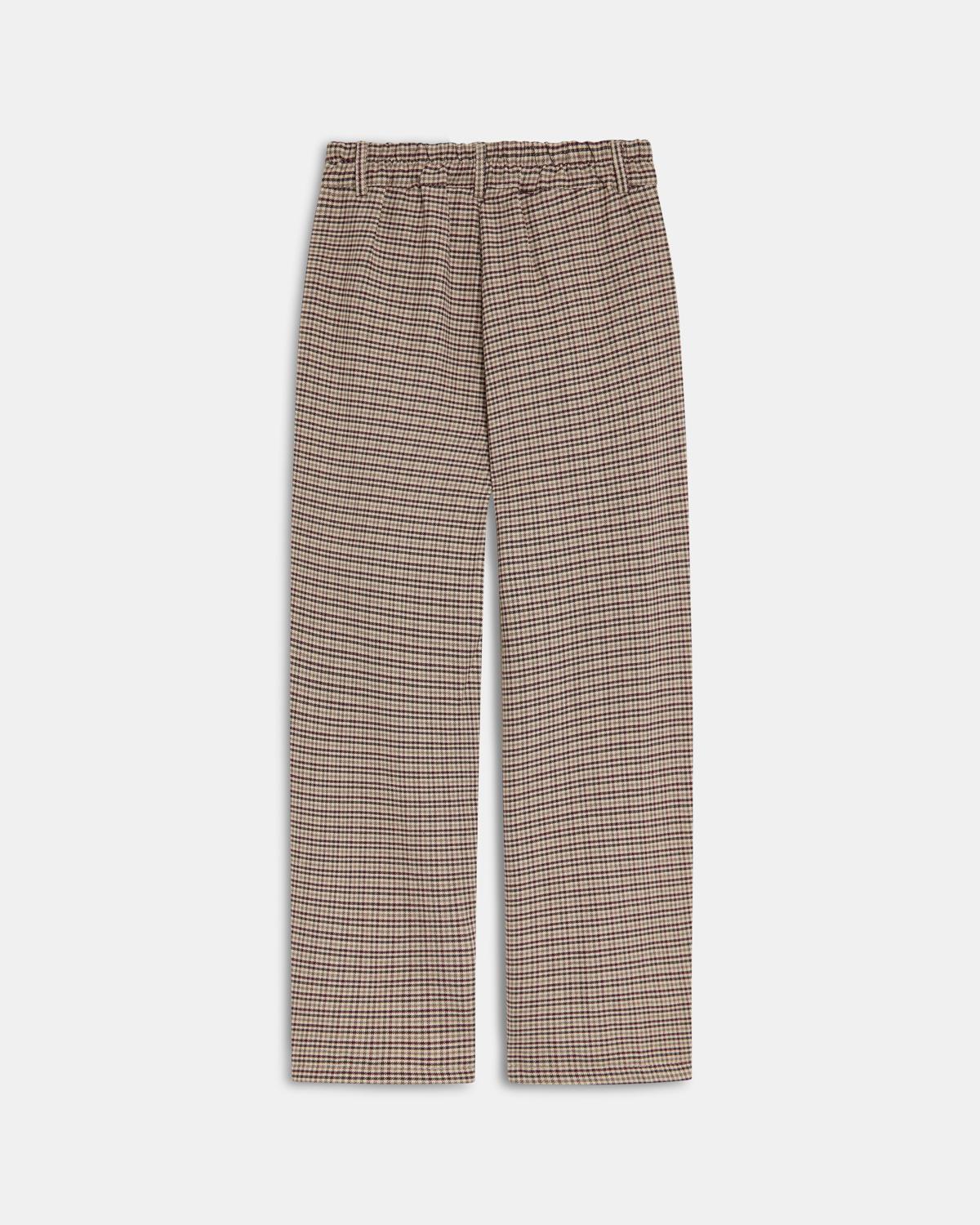 Pantalón Cuadros Pinzas Marrón