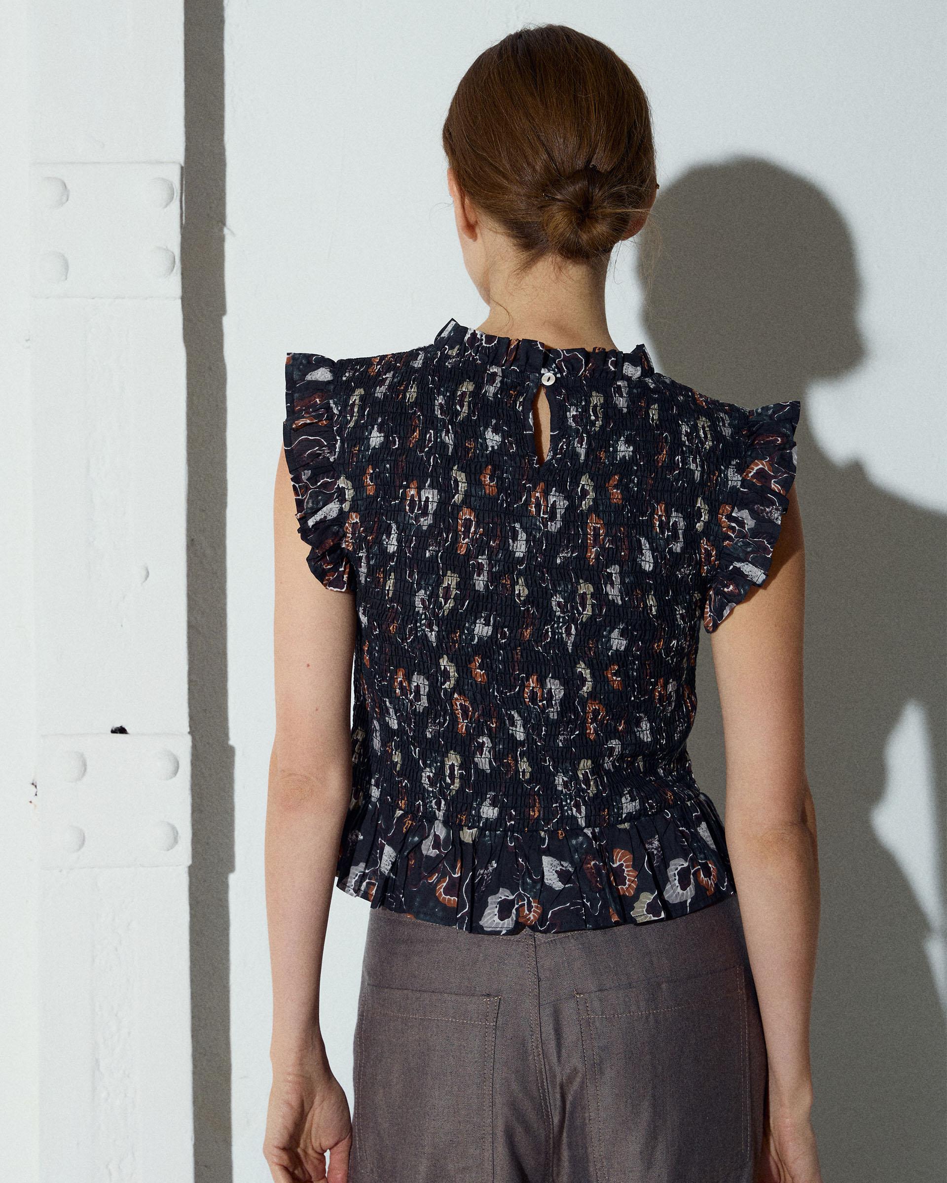 Top Nido De Abeja Estampado Floral Antracita