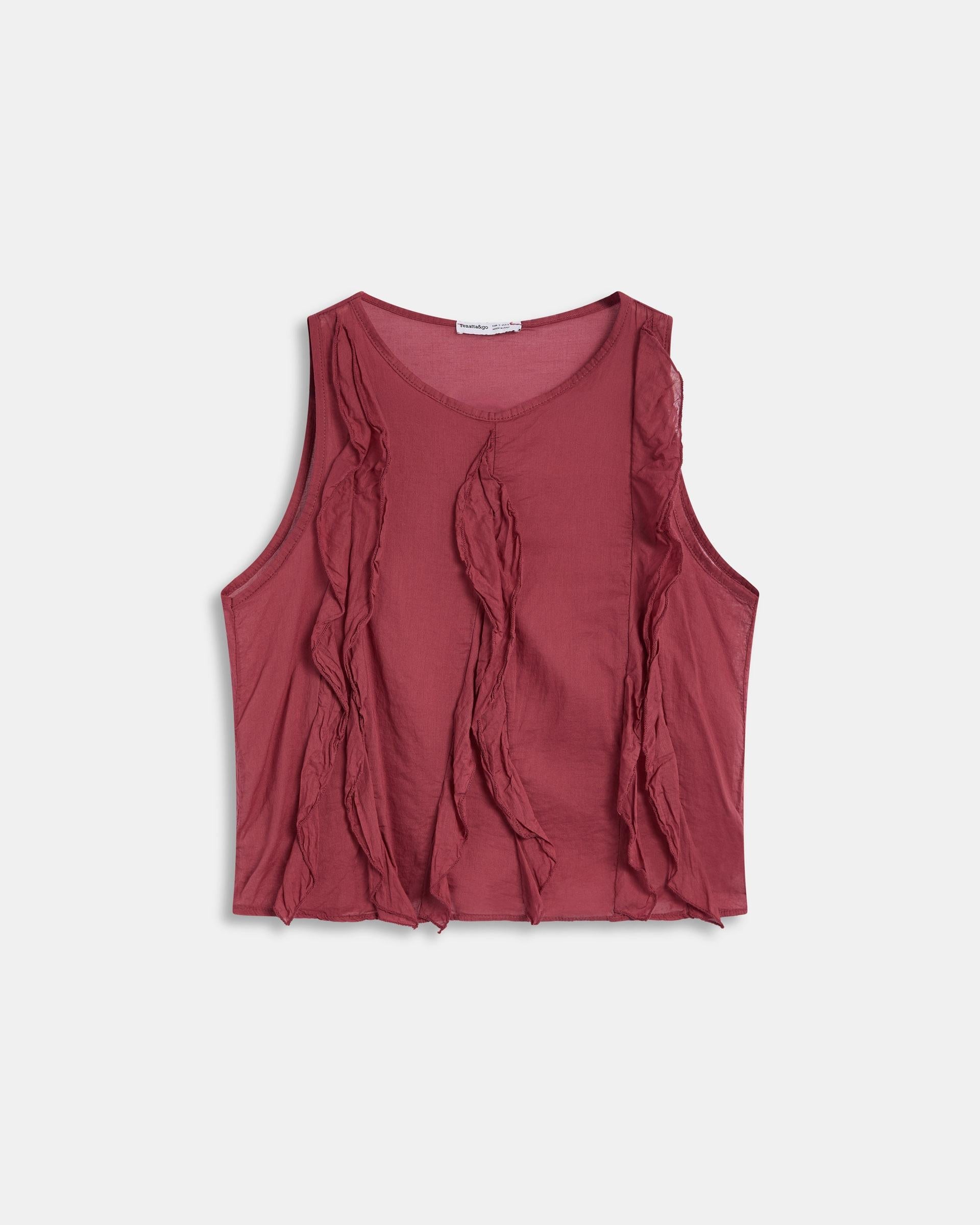 Blusa Volantes Delanteros Teja