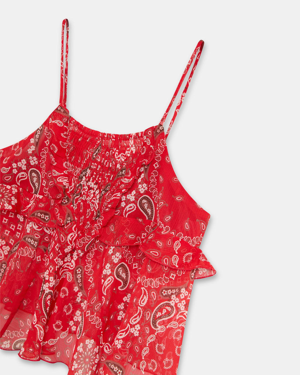 Top Volantes Estampado Bandana Rojo