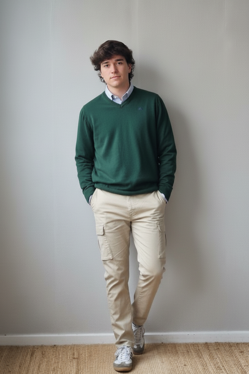 Pantalón cargo beige hombre