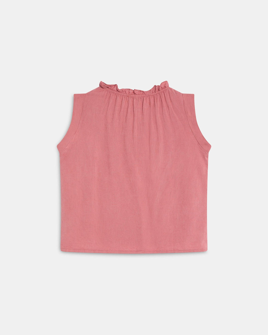 Top Lino Volante Cuello Coral
