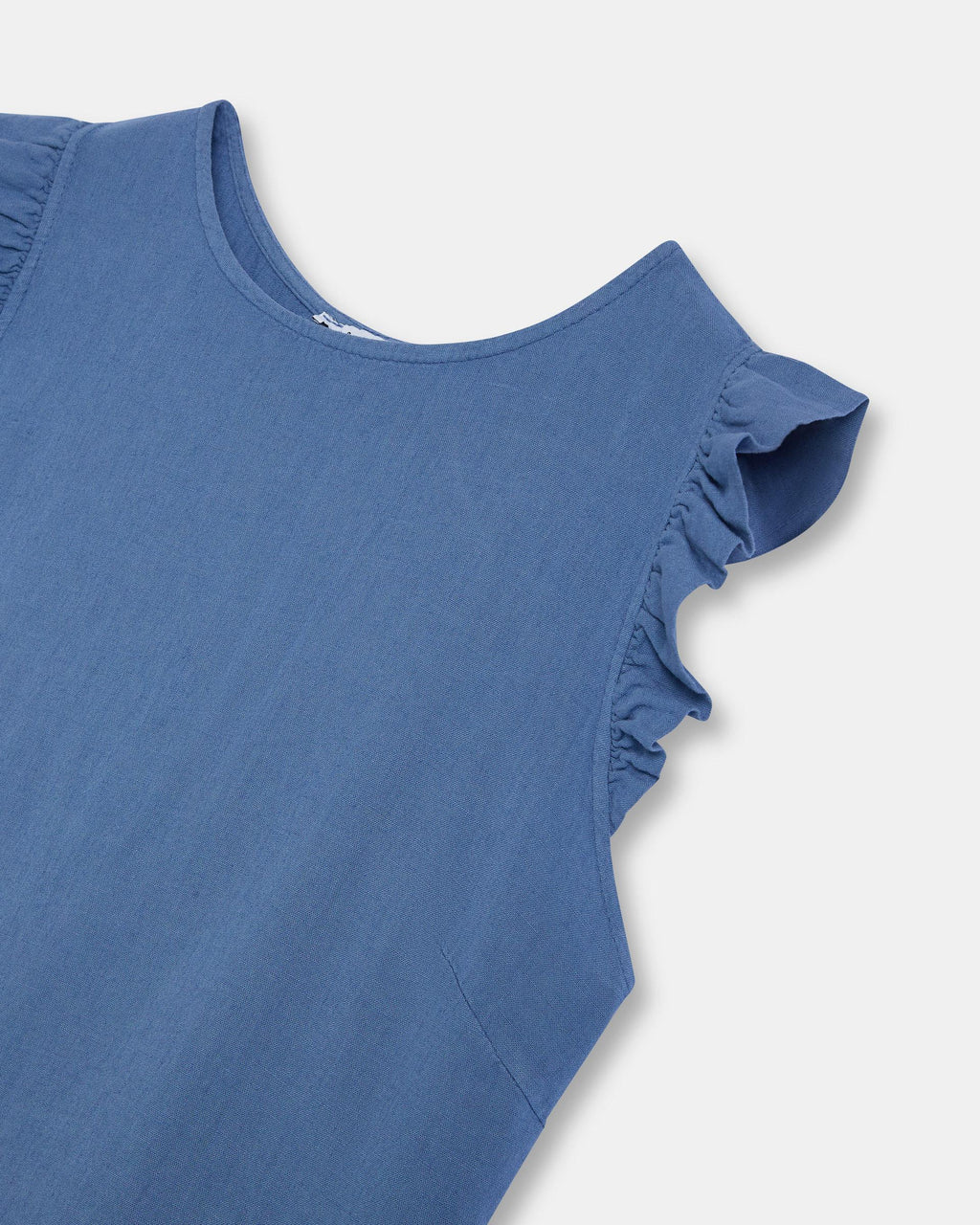 Top Botones Espalda Con Lino Azul