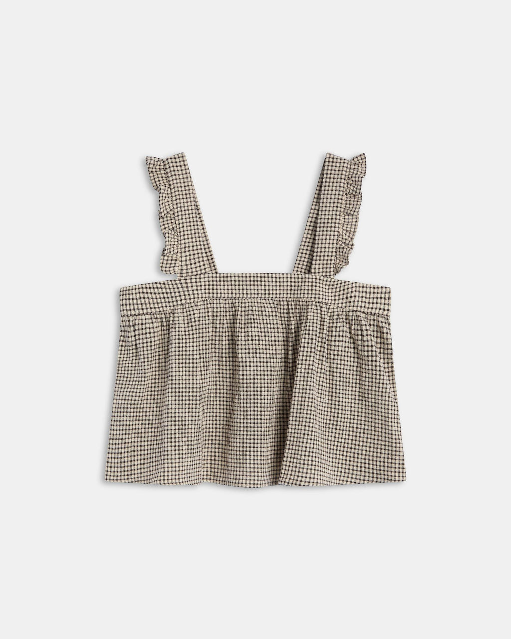Top Cuadros Seersucker Beige