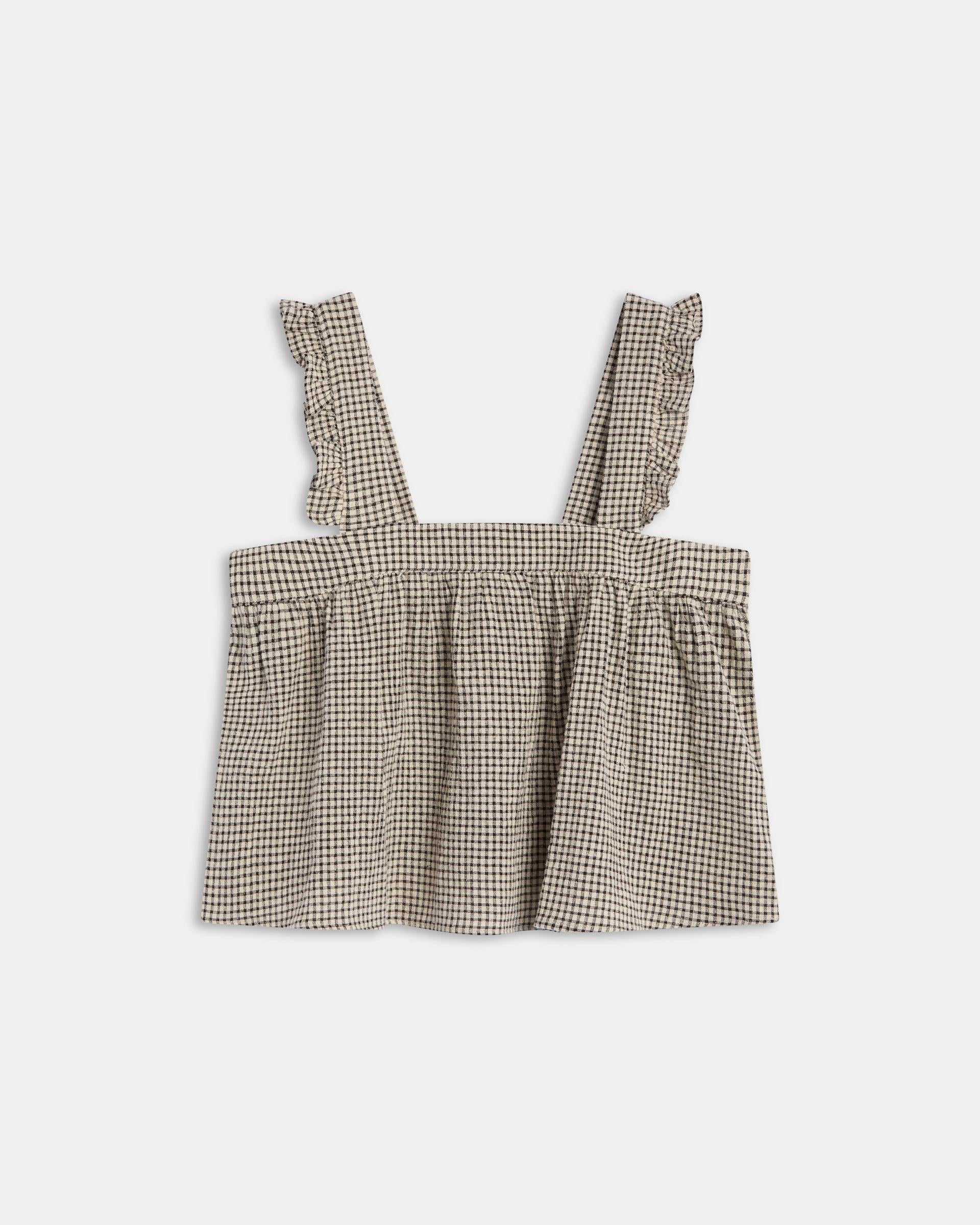 Top Cuadros Seersucker Beige