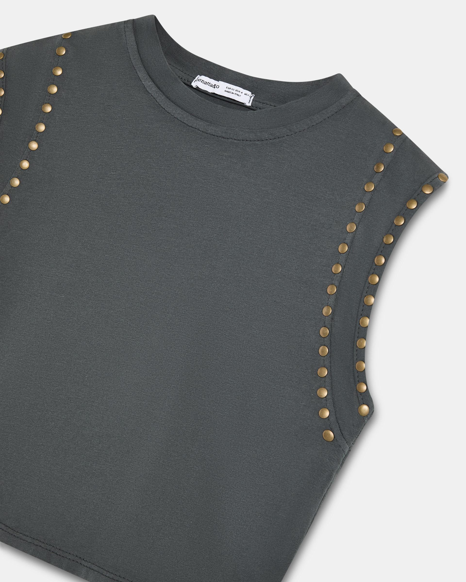 Camiseta Tachuelas Mangas Antracita