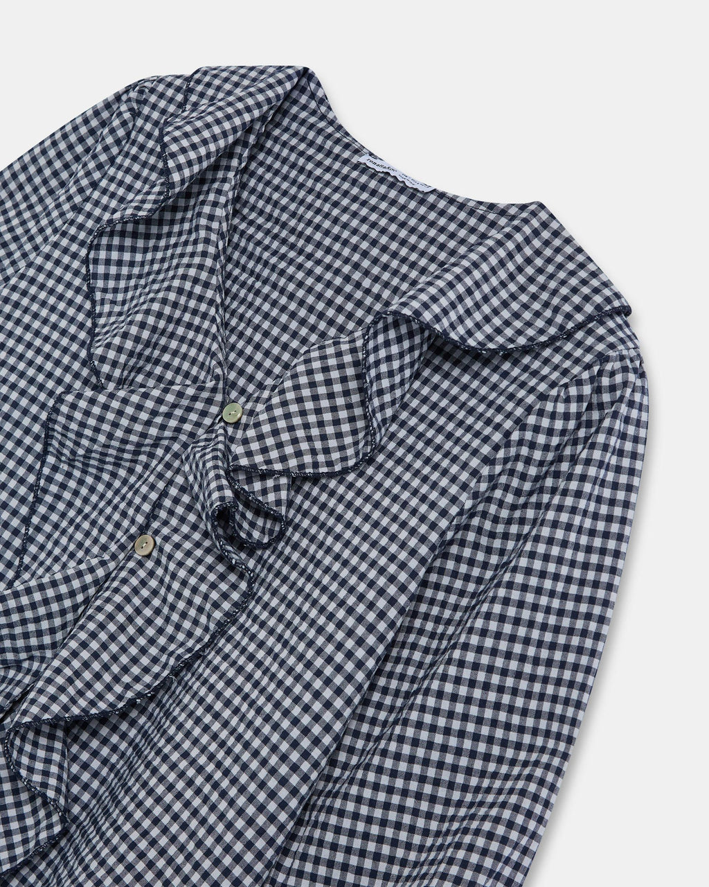 Blusa Volantes Delanteros Vichy Azul Oscuro