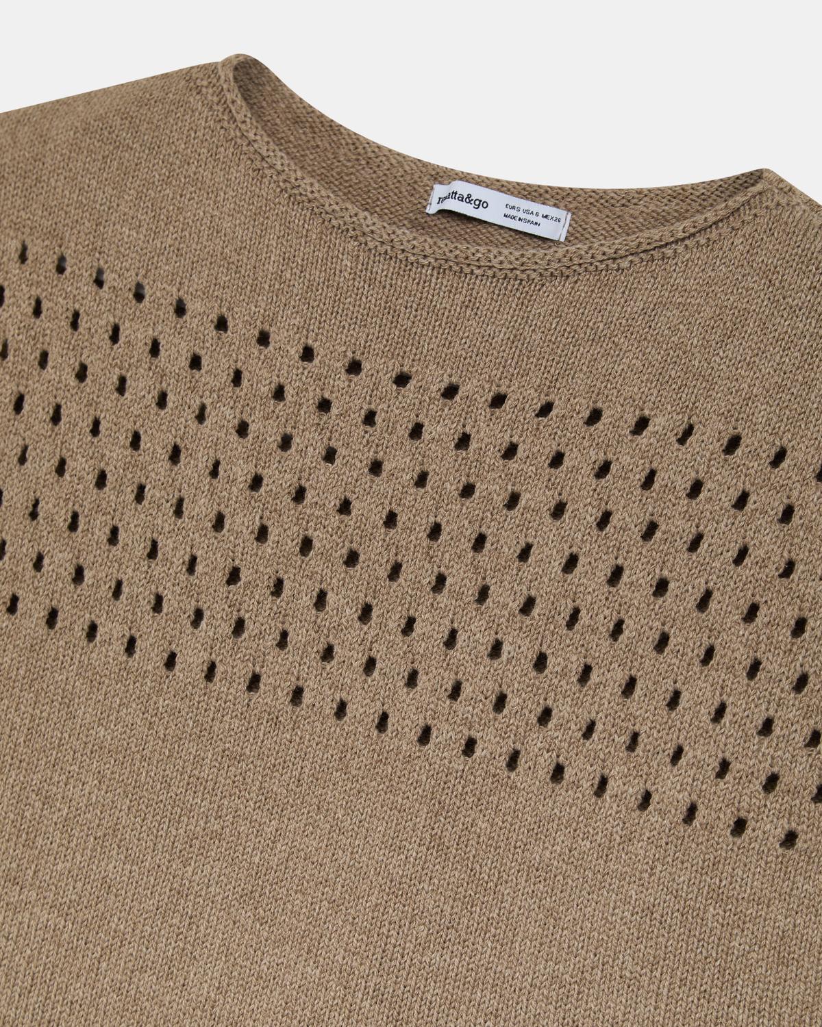 Chaleco Punto Troquelados Beige Oscuro