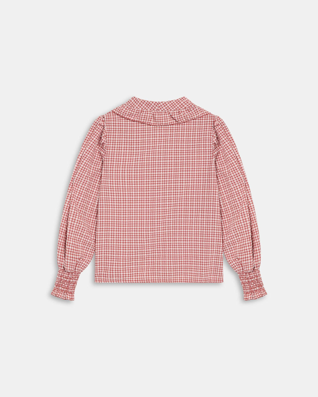Blusa Volante Cuello Vichy Teja