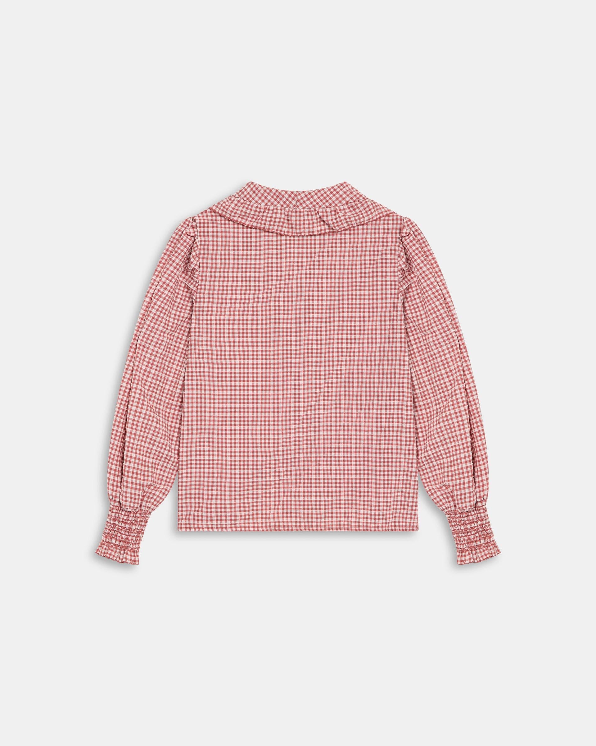 Blusa Volante Cuello Vichy Teja