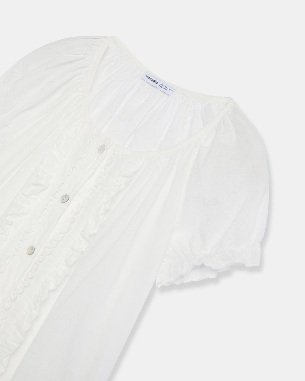 Blusa Botones Volantes Ondas Blanca