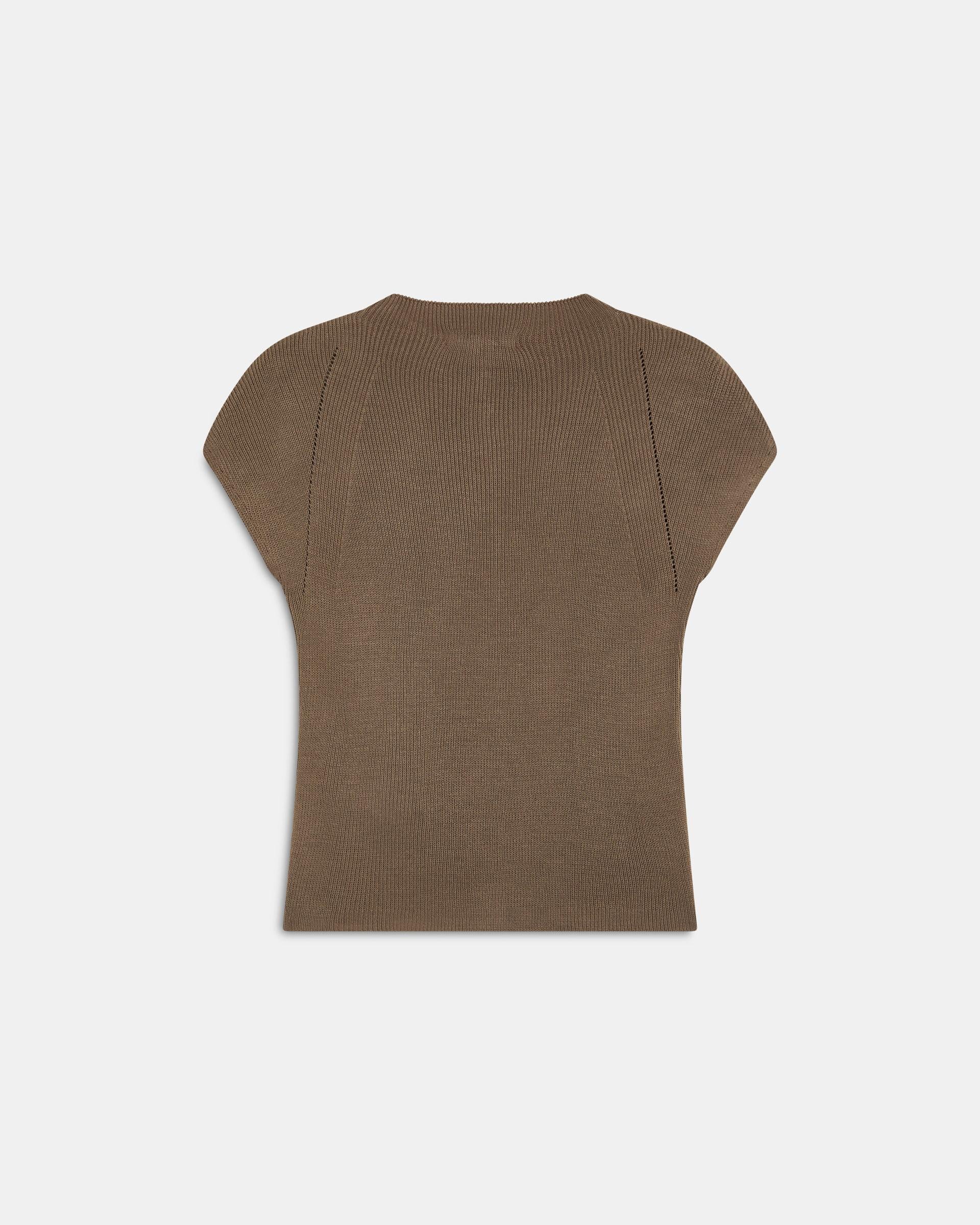 Top Botones Cuello Alto Taupe