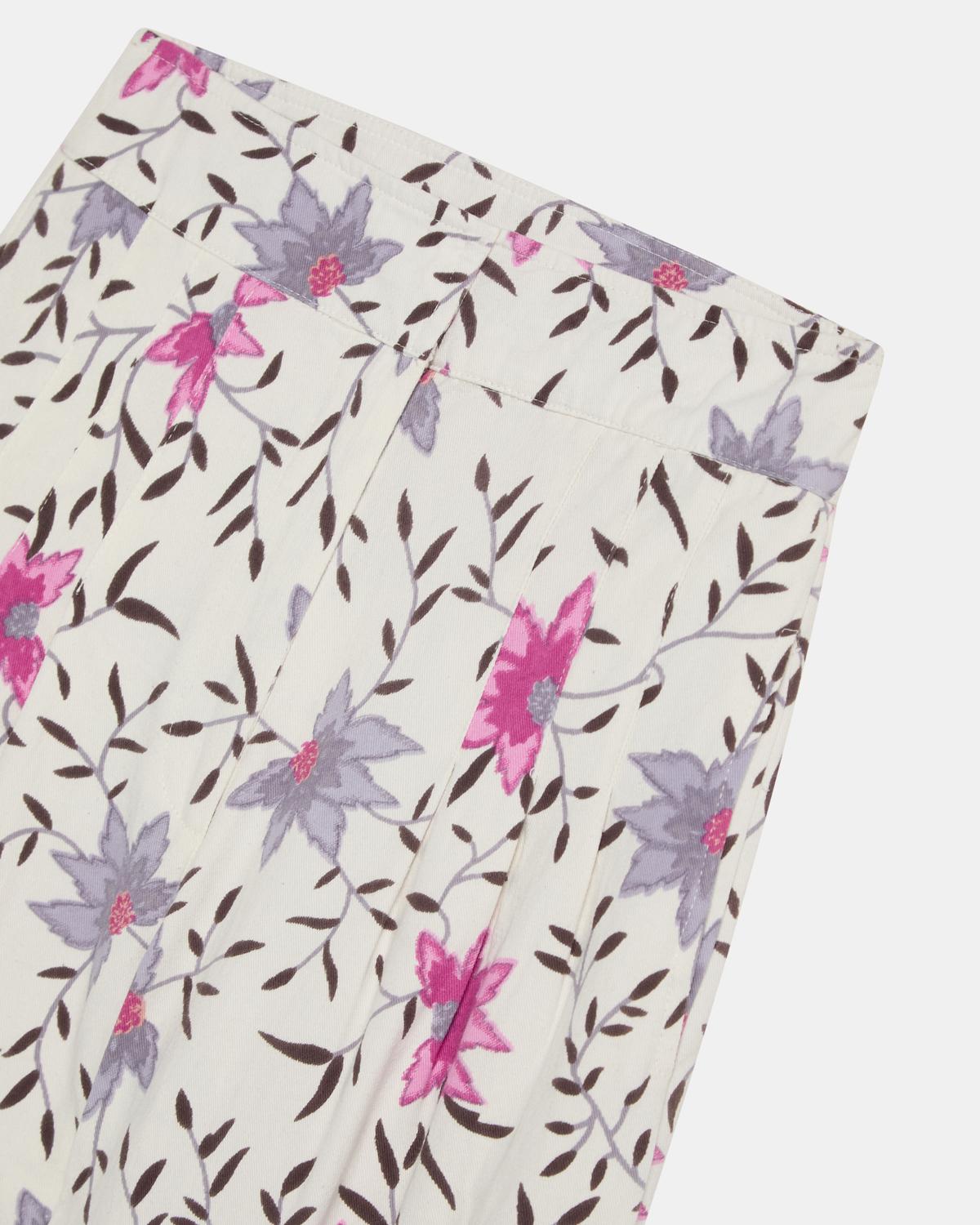 Pantalón Bombacho Estampado Floral Blanco