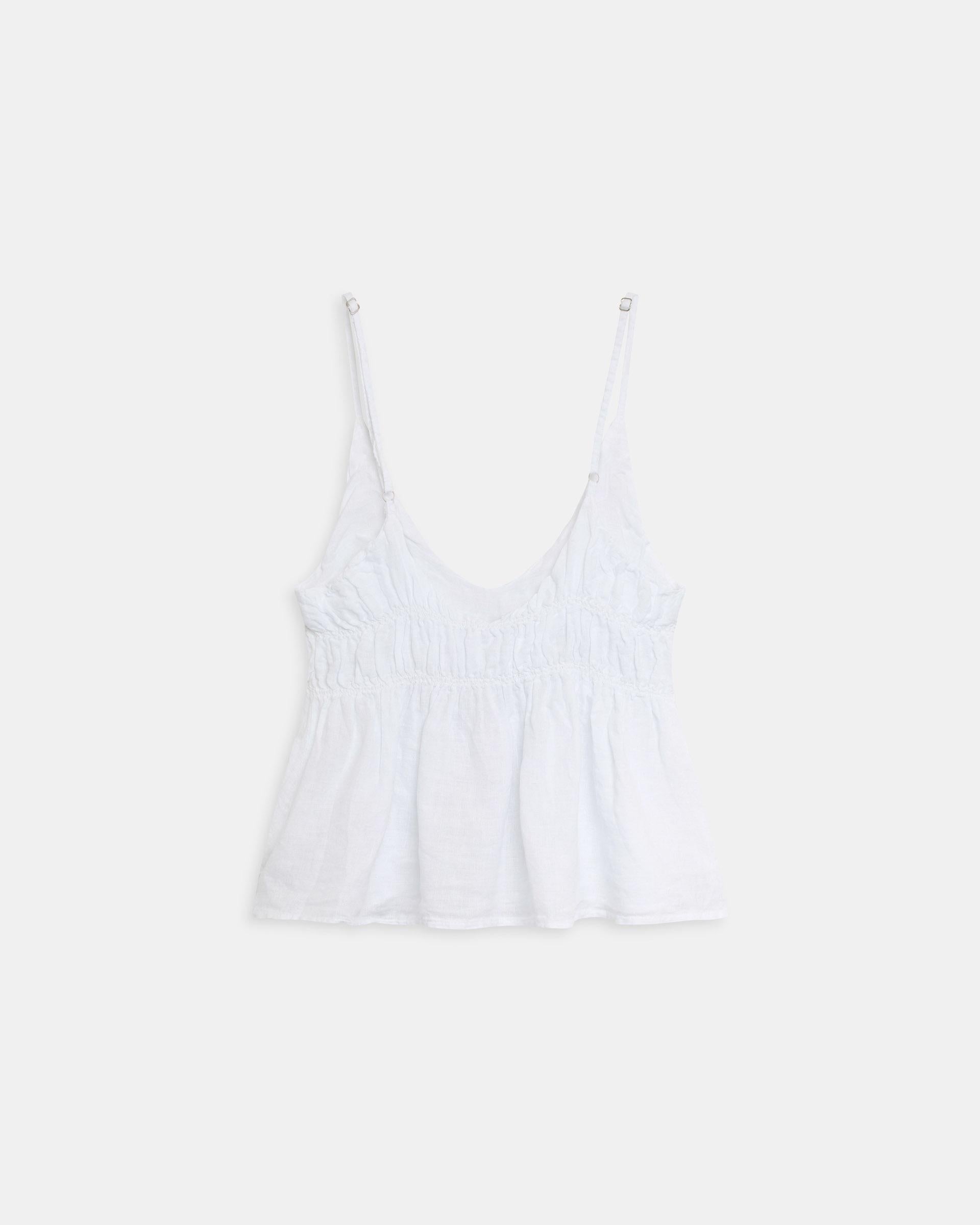 Top Lino Tirante Fino Gomas Blanco