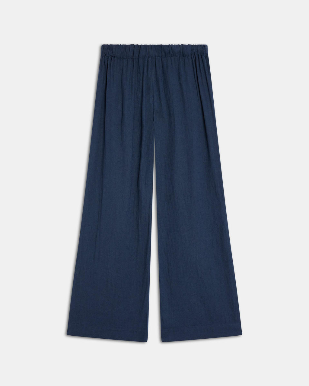 Pantalón Fluido Cordon Con Lino Azul Marino