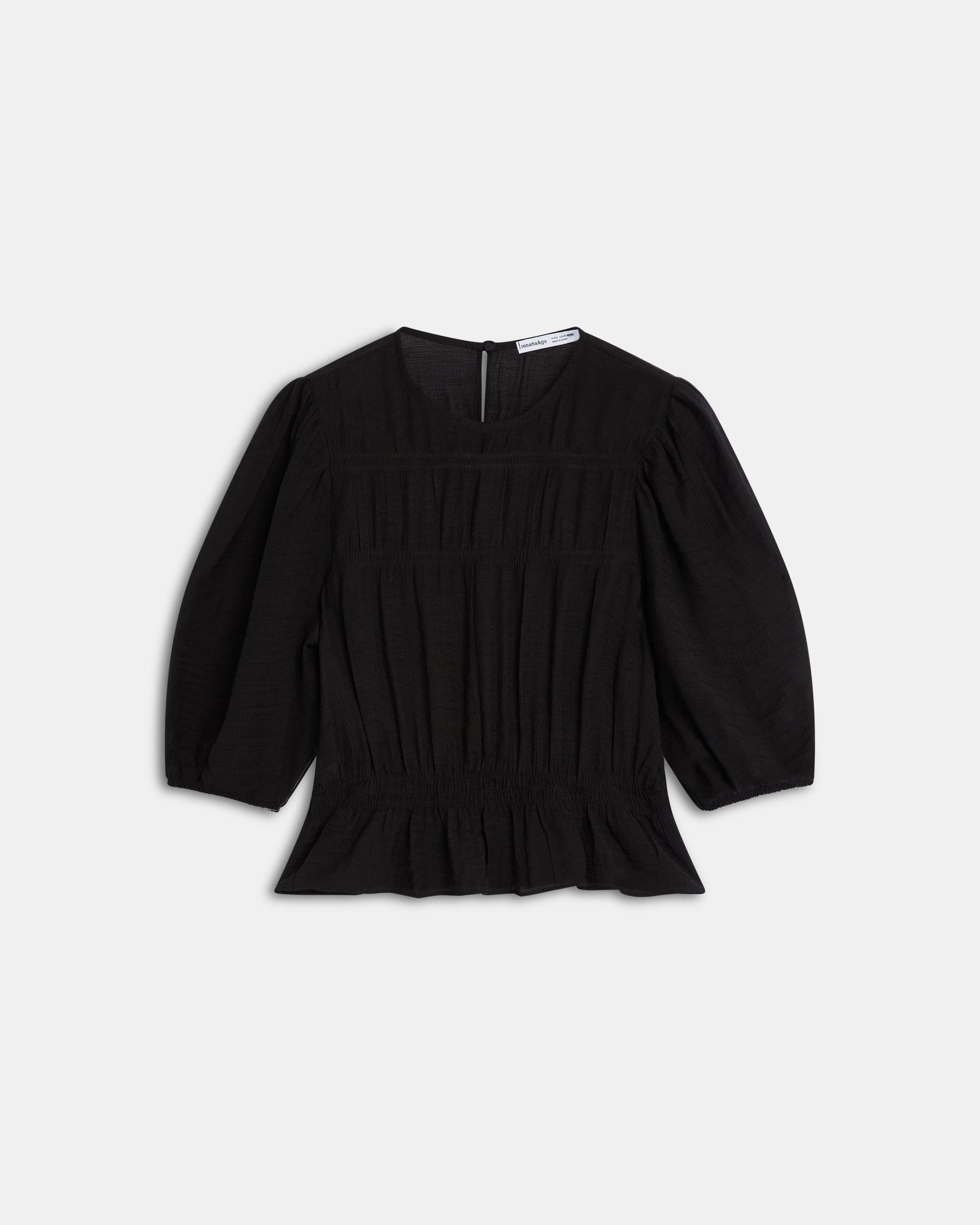Blusa Gomas Manga Francesa Negro