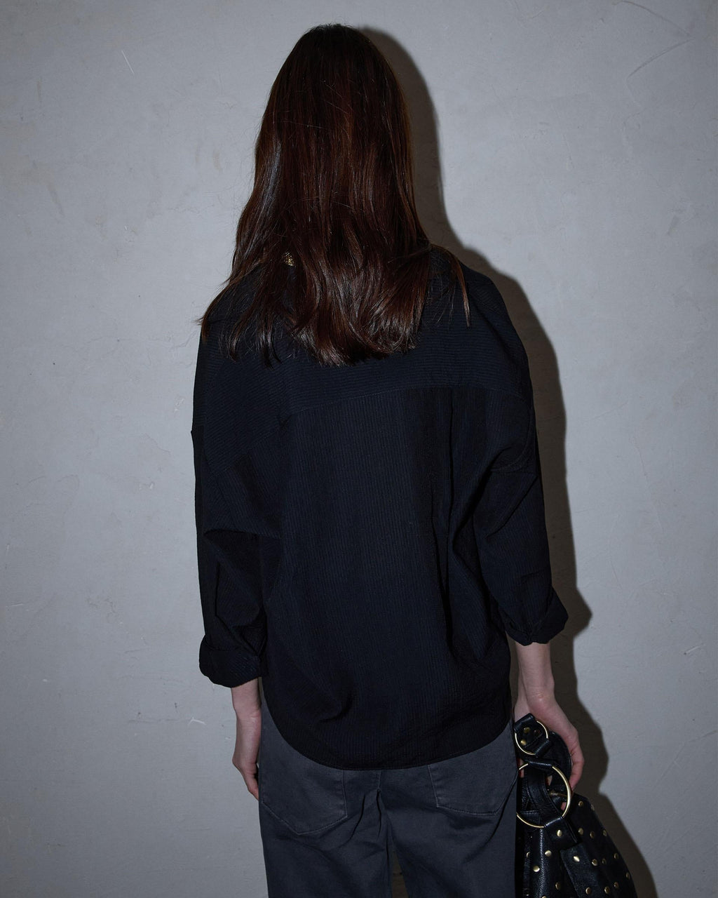 Camisa Tejido Plisado Negro