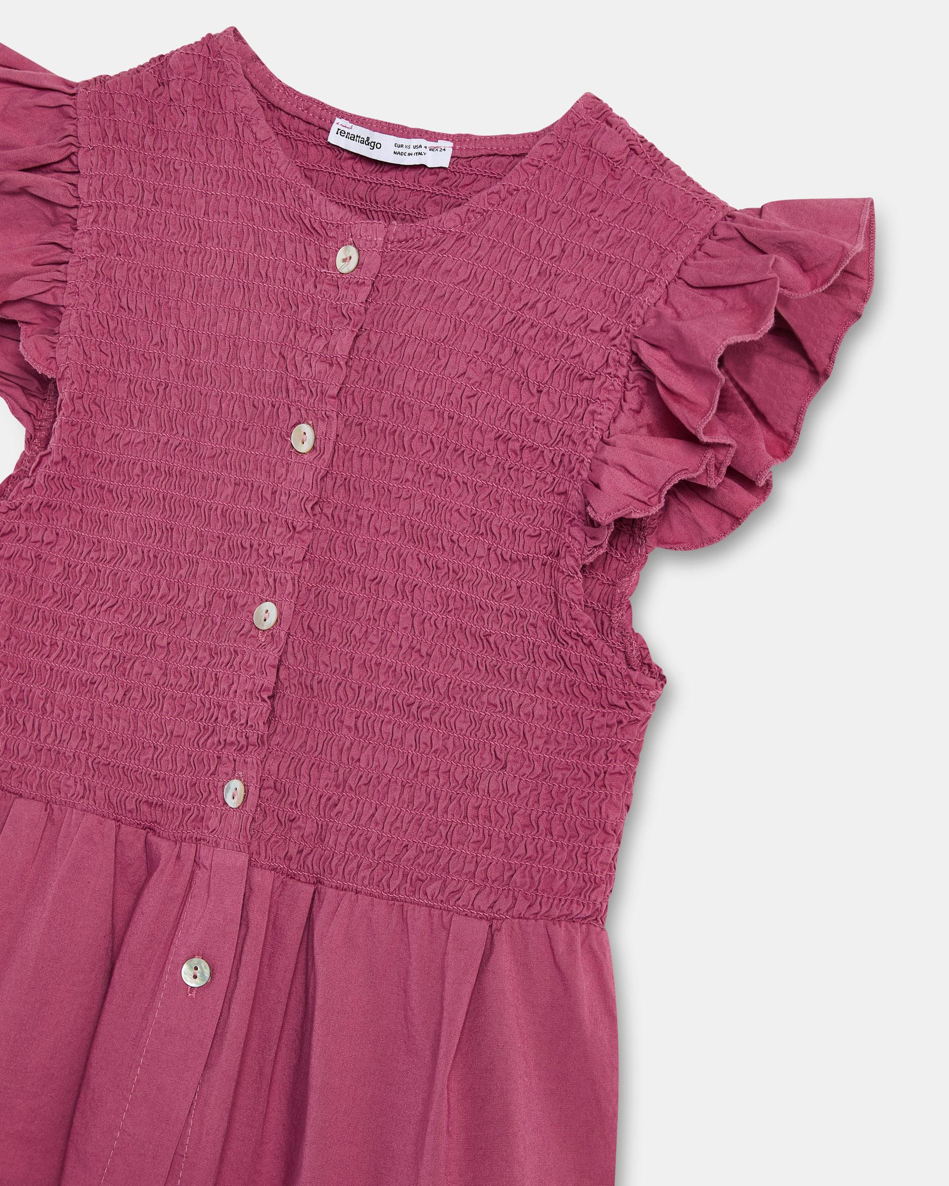 Blusa Nido De Abeja Botones Delantero Rosa