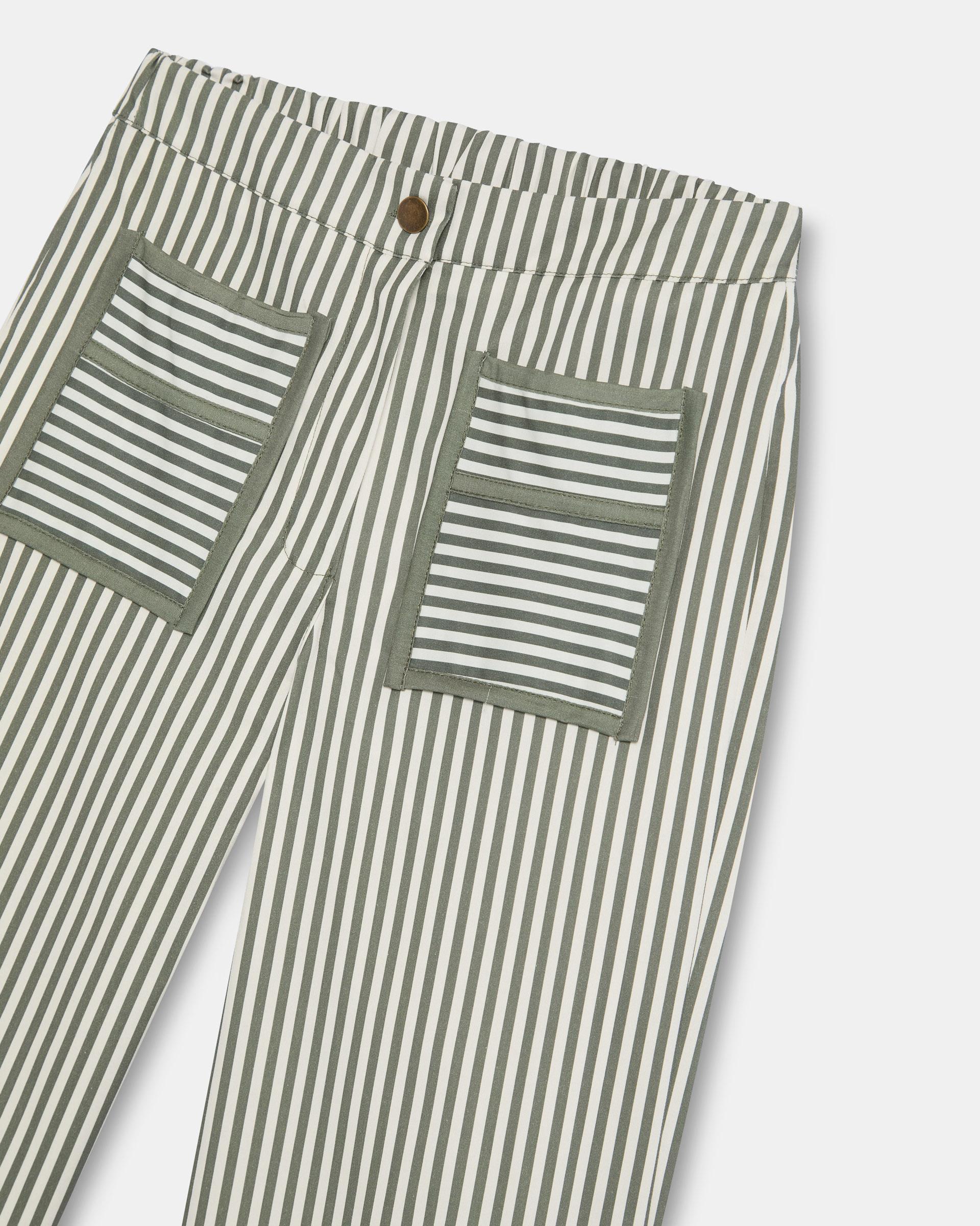 Jeans Rayas Bolsillos Contraste Verde