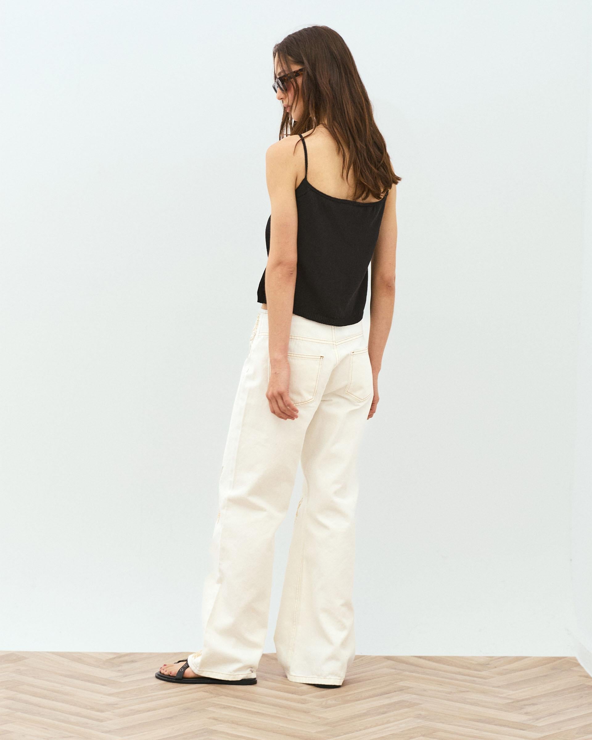 Jeans Bordados Étnicos Blanco