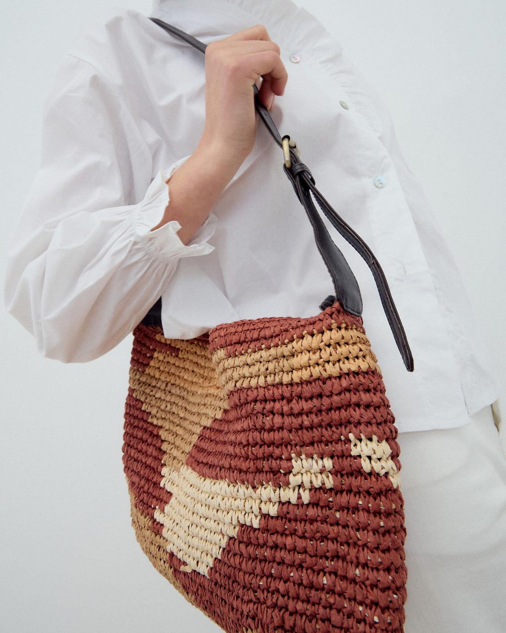 Bolso Rafia Estampado Teja