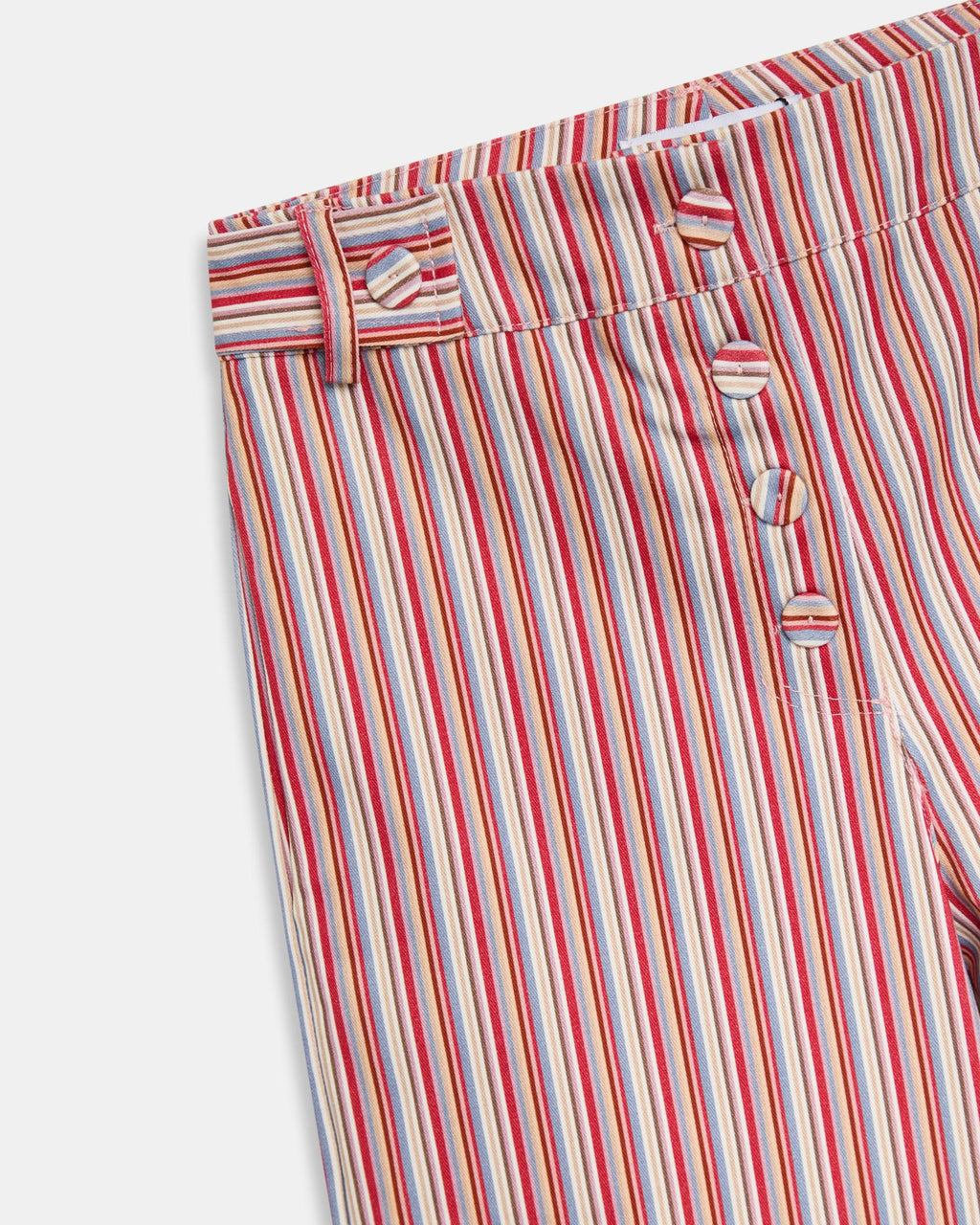 Pantalón Rayas Botones Multicolor