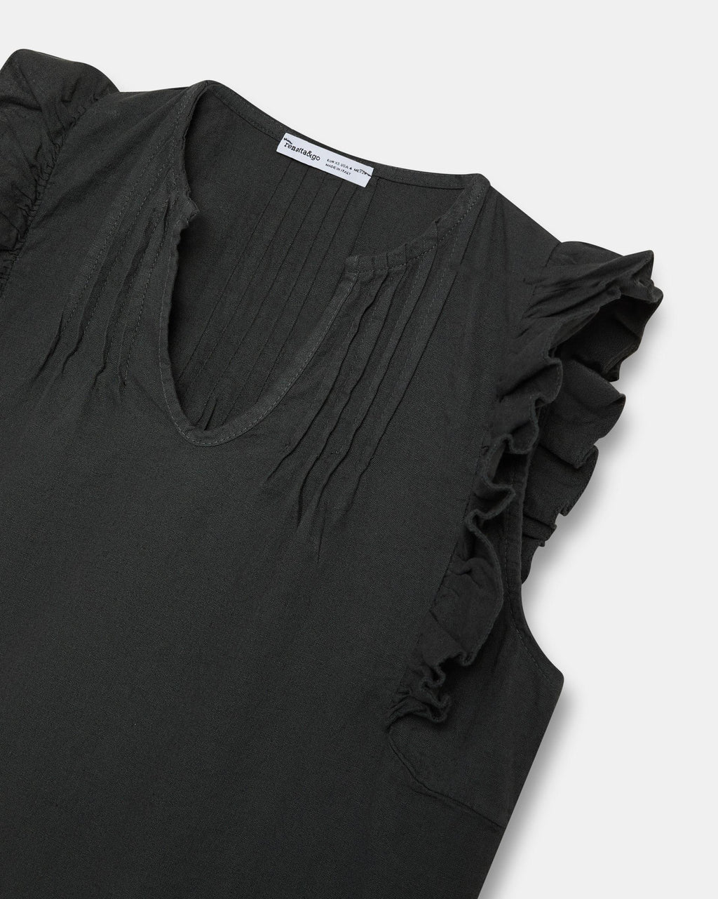 Blusa Sin Mangas Volantes Antracita