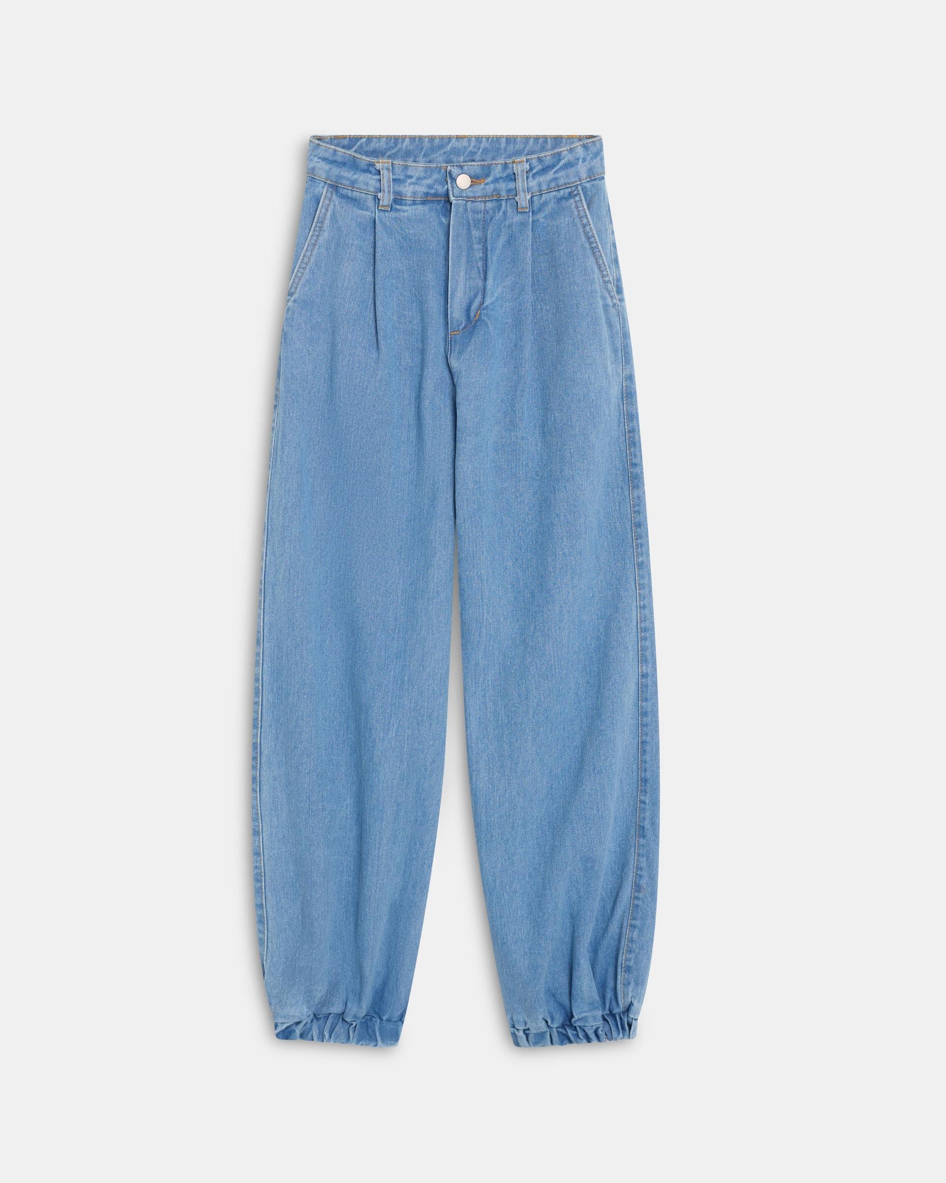 Jeans Bombacho Pinzas Azul
