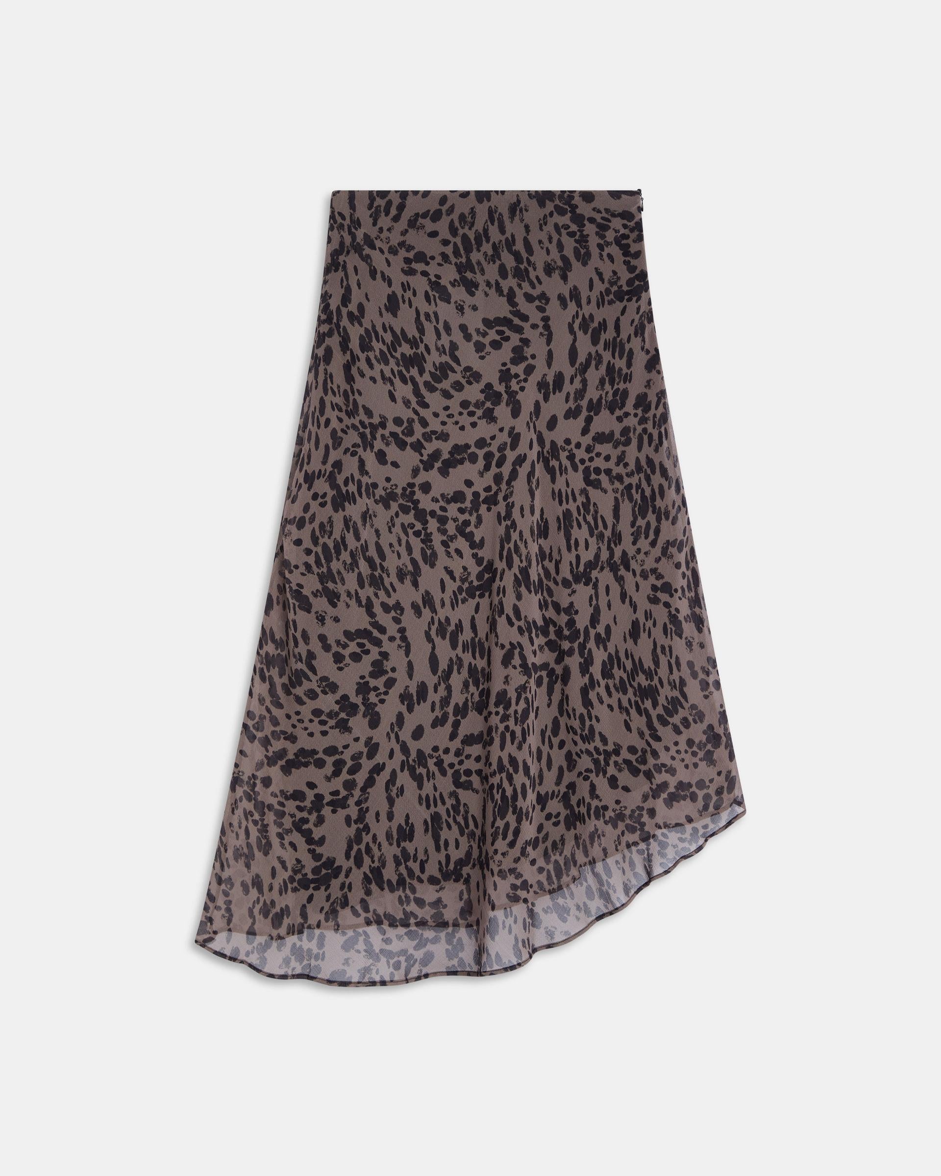 Falda Asimetrica Animal Print Marrón