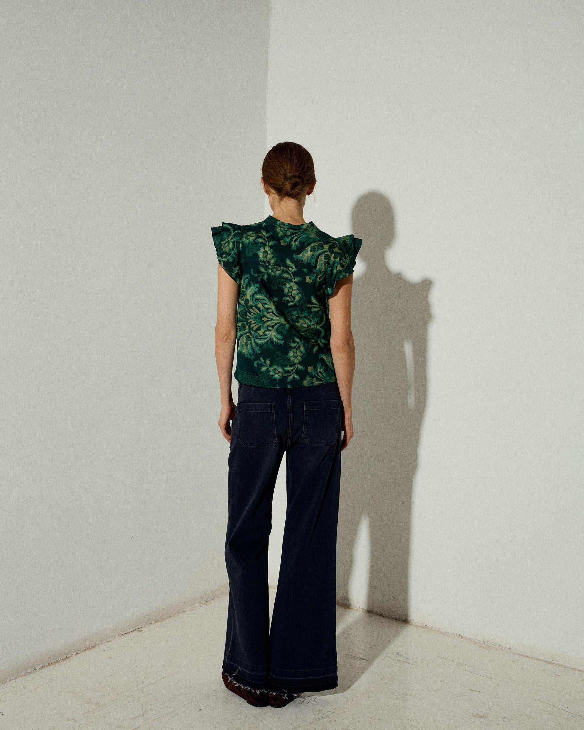 Blusa Sin Mangas Estampado Floral Verde