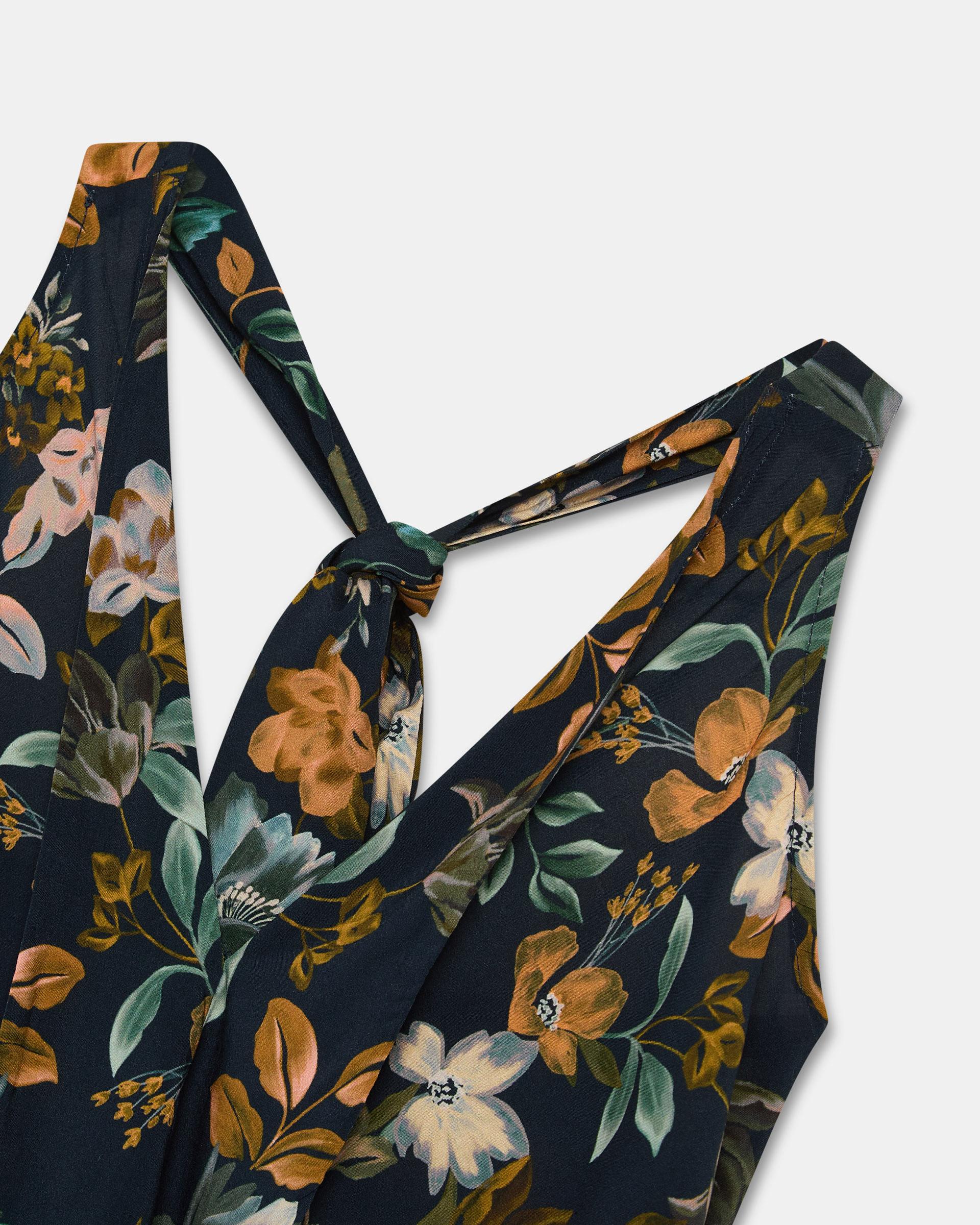 Top Picos Estampado Floral Azul Marino