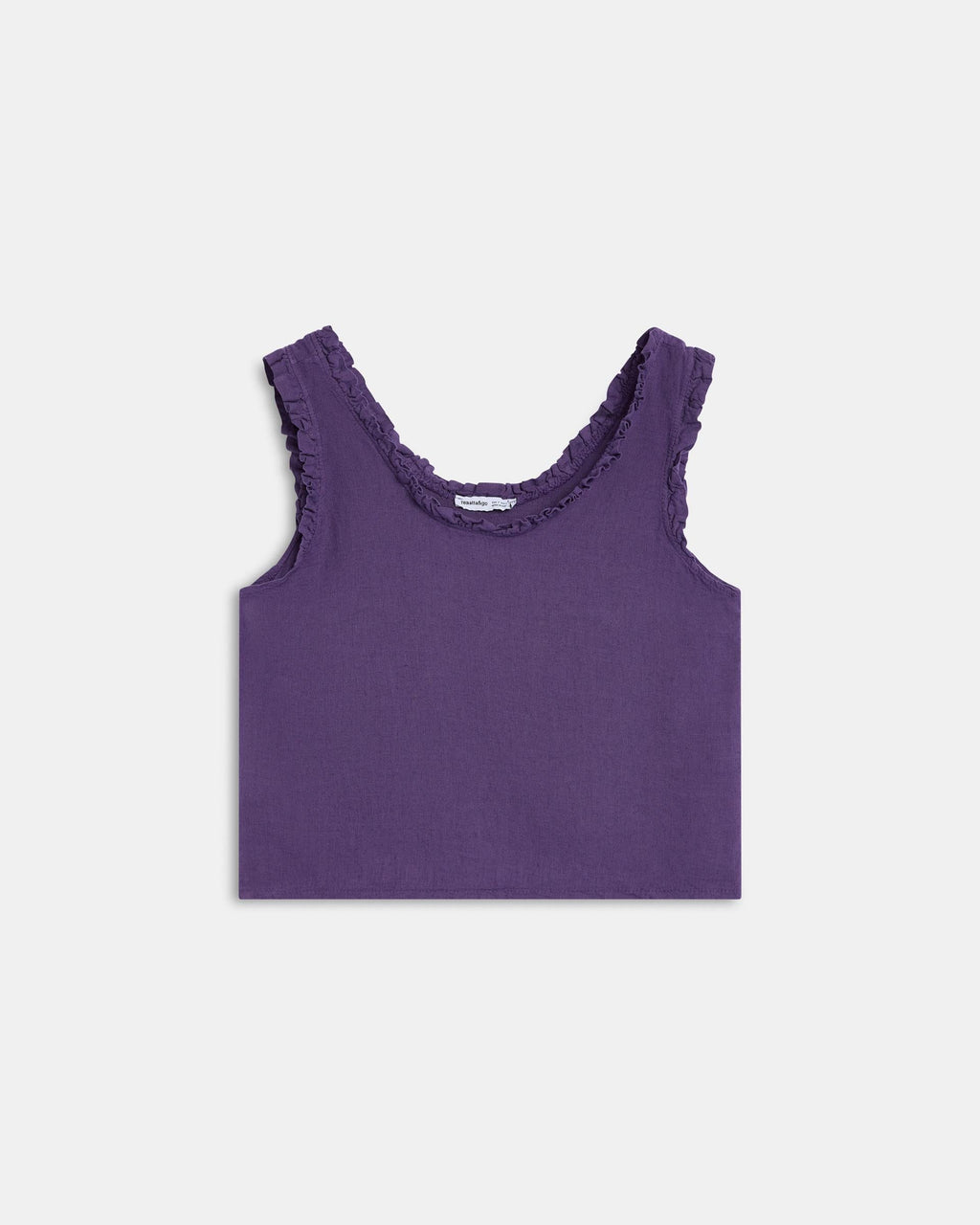 Top Tirante Ancho Volantes Con Lino Morado
