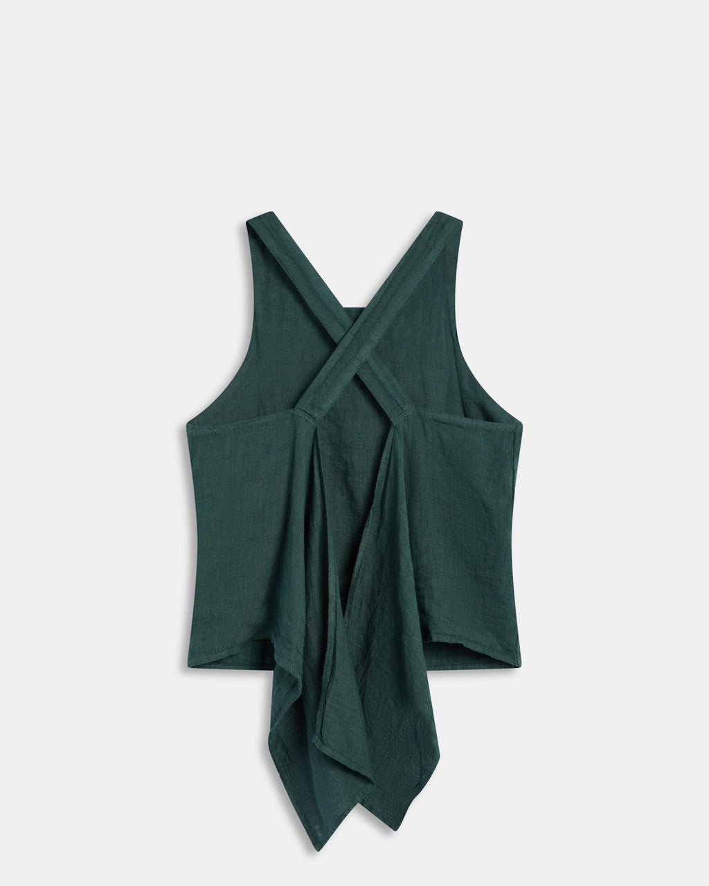 Top Lino Espalda Descubierta Verde Oscuro