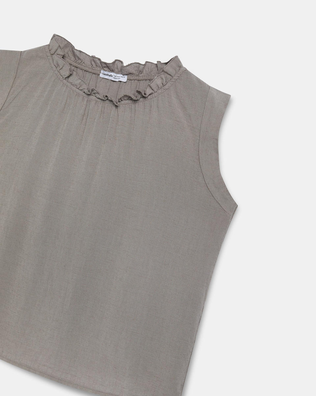 Top Lino Volante Cuello Taupe